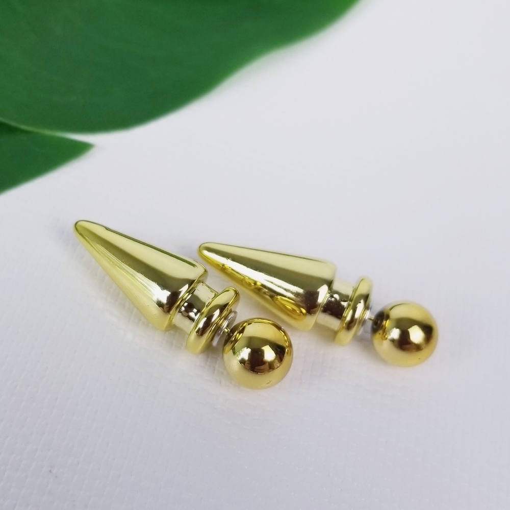 Bullet Double Sided Stud 2 Earrings in One
